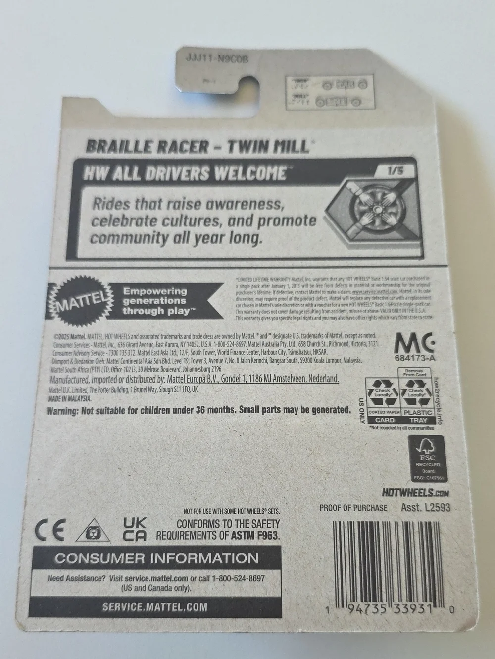 Hot Wheels HW All Drivers Welcome - Braille Twin Mill And Austim Flippin Fast